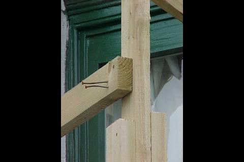 Unsafe timber scaffolding